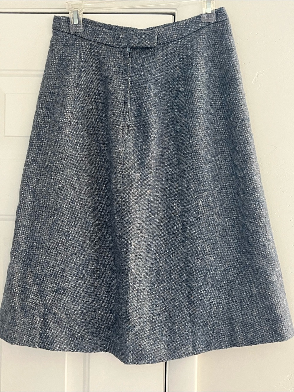 Women's A-Line Gray Wool-Blend Skirt - Picture 2 of 5